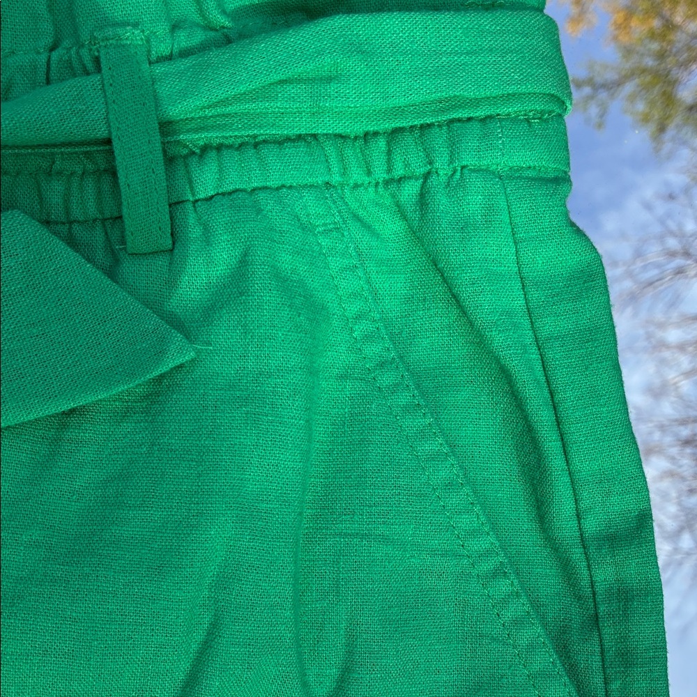 J. Crew Bright Green Tie-Belt High-Waist Shorts - Picture 7 of 7